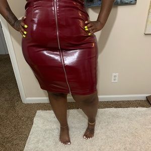 Sexy, burgundy leather skirt